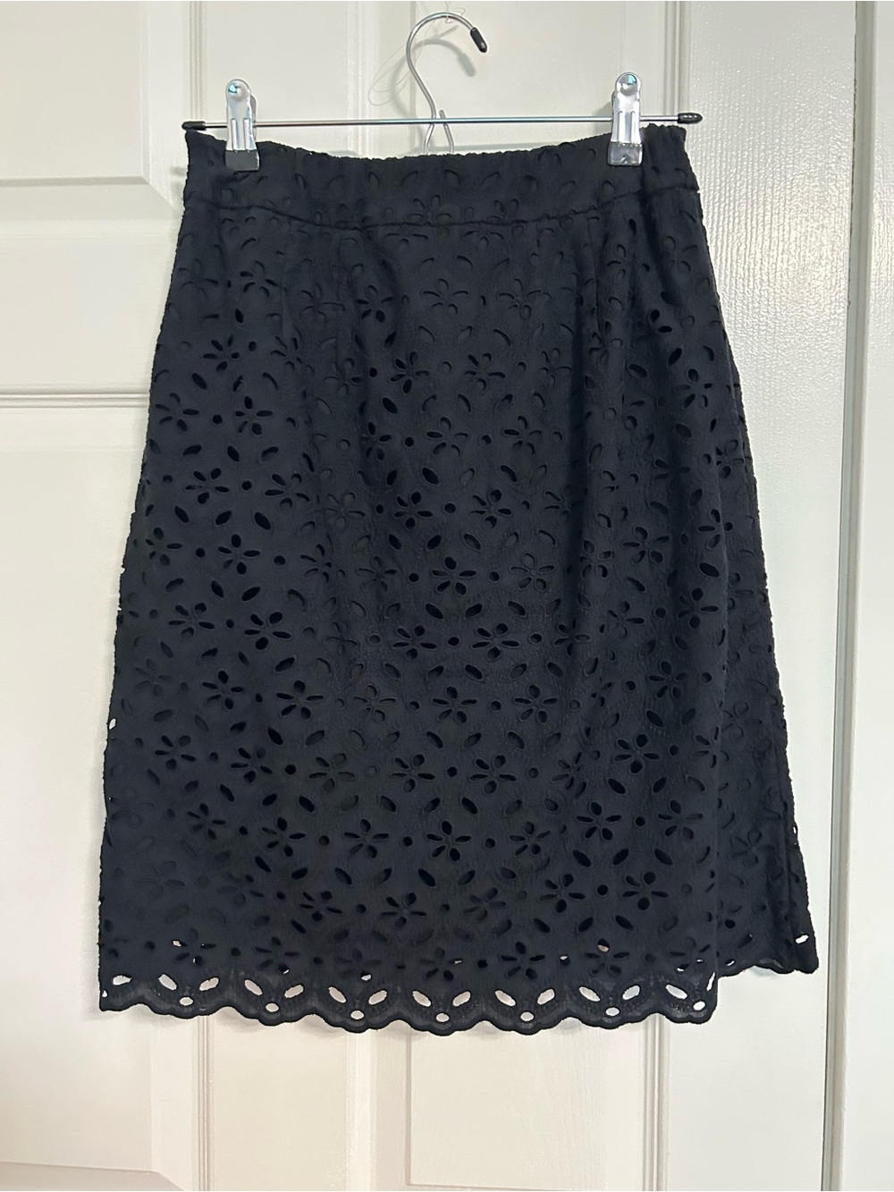 Talbots Black A-Line Skirt with Eyelet Hem